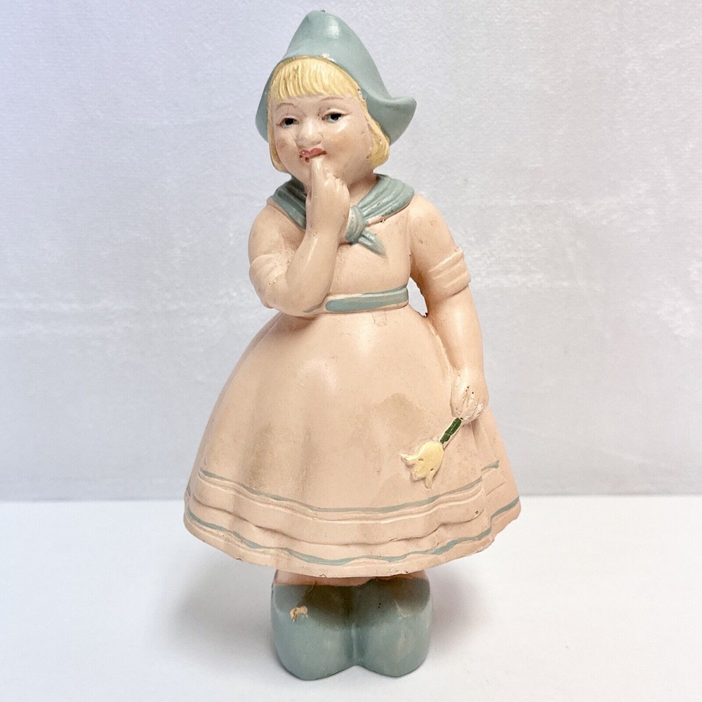 Vintage‎ Dutch Blue Girl Figurine Holding A Tulip
